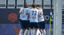 Futbalisti 1.FC Slovácko oslavujú gól.