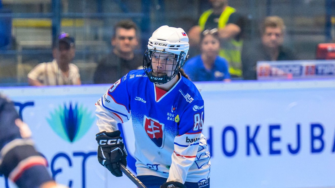 Nela Lopušanová na MS v hokejbale žien U20 2025.