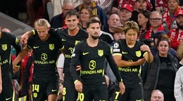 Futbalisti Atlética Madrid oslavujú gól.