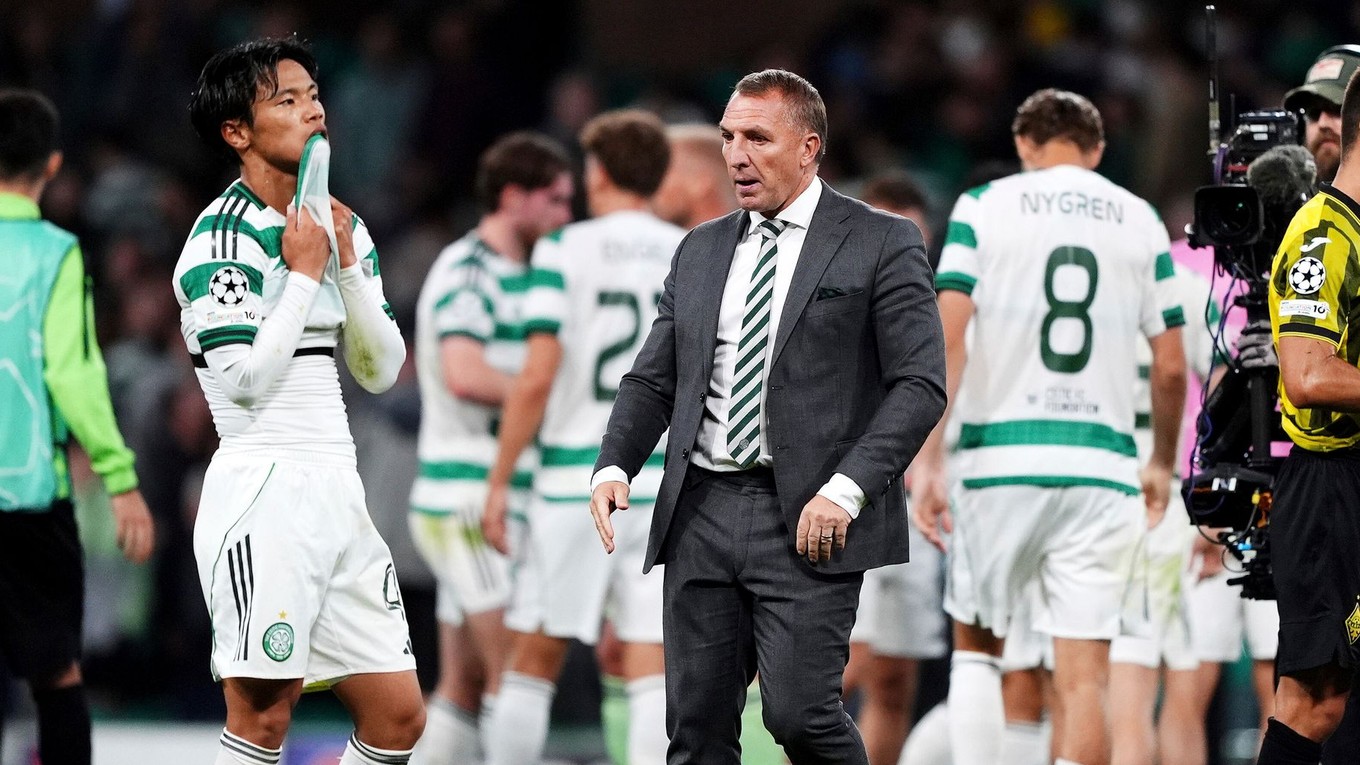 Tréner futbalistov Celticu FC Brendan Rodgers po zápase proti Kajratu Almaty. 