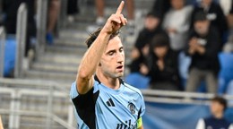 Andraž Šporar (Slovan) sa raduje po strelení gólu.