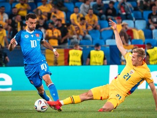 Sebastián Nebyla v zápase Slovensko - Rumunsko na EURO U21. 