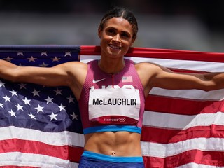 Americká bežkyňa Sydney McLaughlinová na OH v Tokiu 2020. 