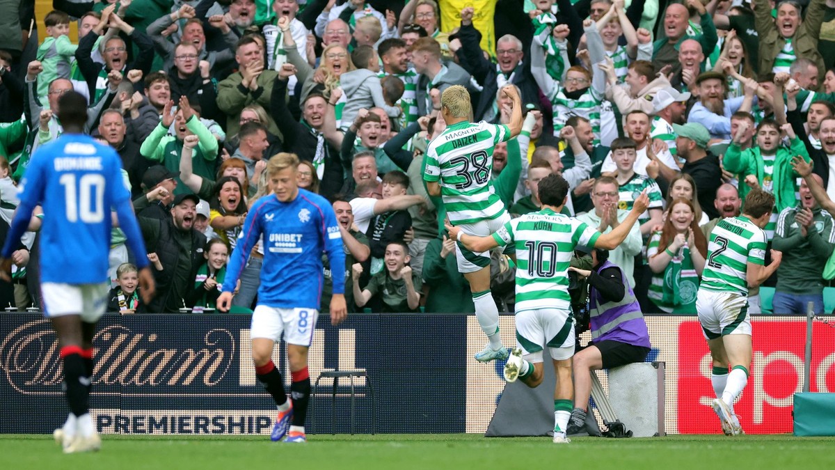 Momentka zo zápasu medzi Celticom Glasgow a Rangers. 