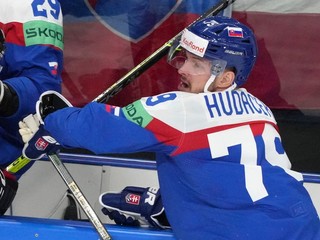 Libor Hudáček v zápase Slovensko - Kanada na MS 2023 v hokeji.