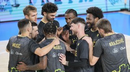 Hráči Patrioti Levice počas zápasu 1. kola Tipos SBL v basketbale mužov medzi Košice Wolves - Patrioti Levice. 