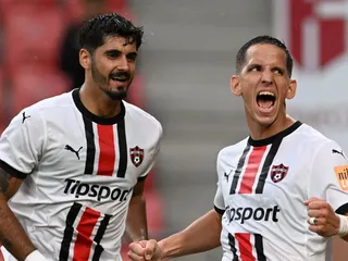 Futbalisti Spartaka Trnava Roko Jureškin (vľavo) a Jakub Paur.