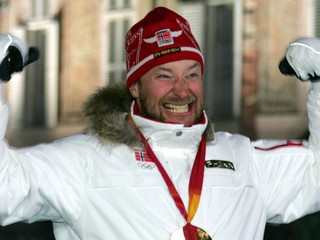 Kjetil André Aamodt po víťazstve v Turíne 2006.