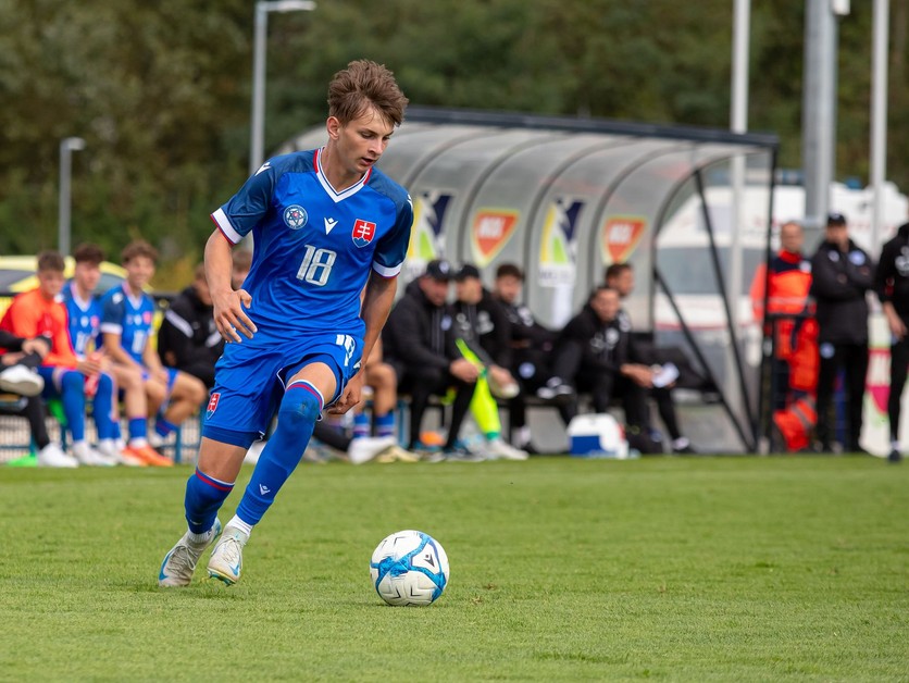 Patrik Priecel v prípravnom zápase Slovensko U18 – Maďarsko U18 v Dunajskej Strede (3.10.2024)