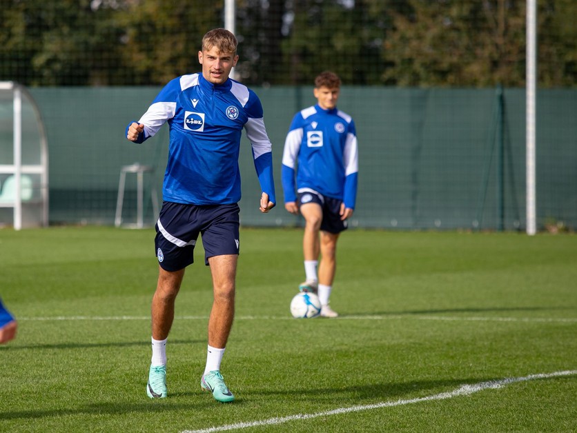 Adam Lami na tréningu reprezentácie do 19 rokov v Šamoríne pred 1. fázou kvalifikácie ME (6.10.2024)