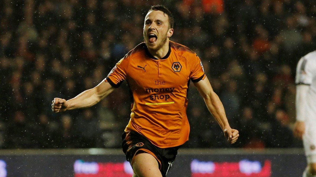 Diogo Jota v zápase Wolverhampton Wanderers - Sheffield United v Championship vo februári 2018.