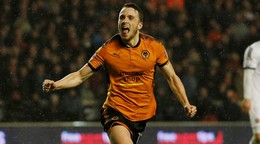 Diogo Jota v zápase Wolverhampton Wanderers - Sheffield United v Championship vo februári 2018.