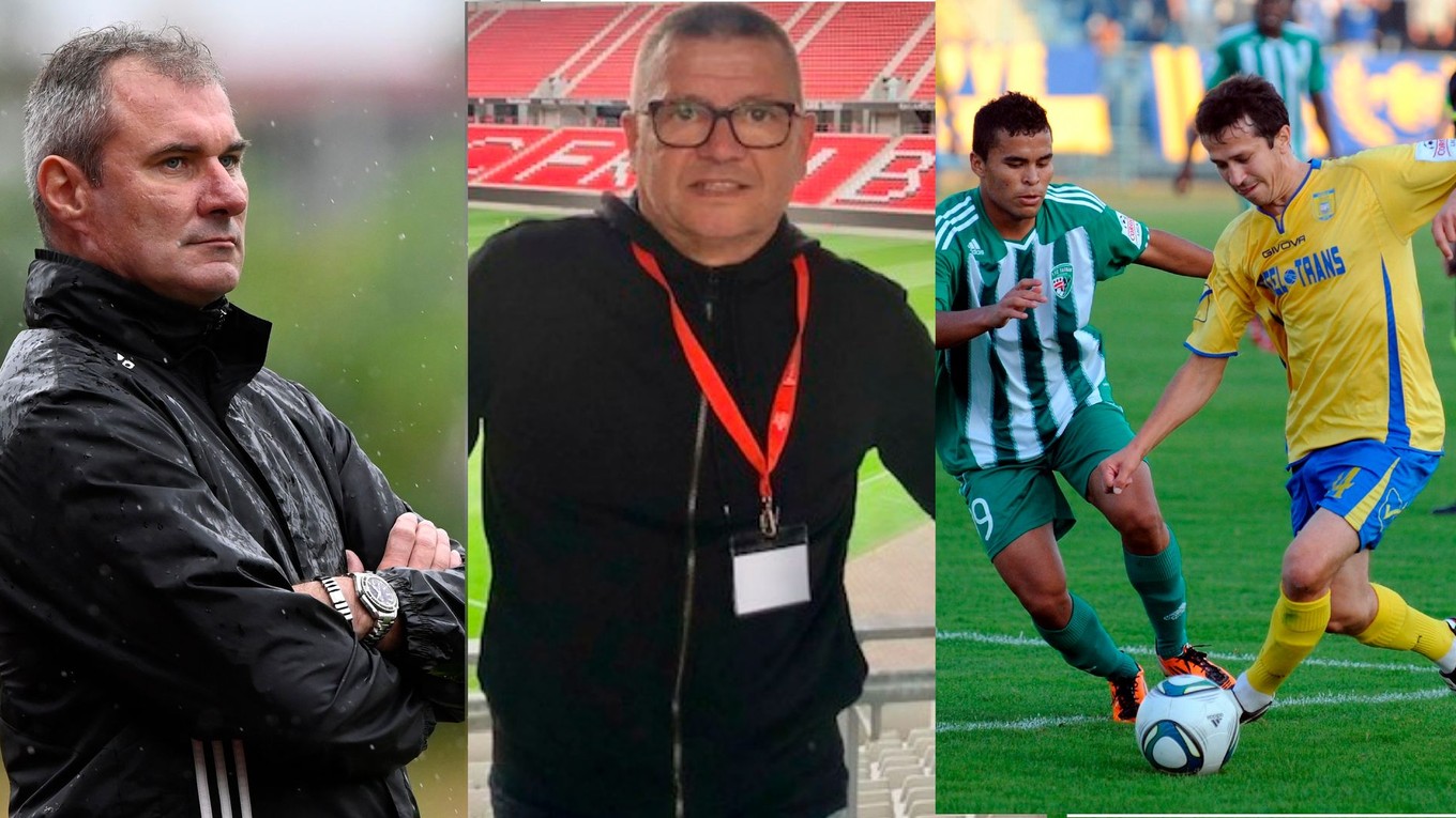 Zľava Stanislav Varga, Jozef Vukušič a Miroslav Viazanko (v drese MFK Košice).