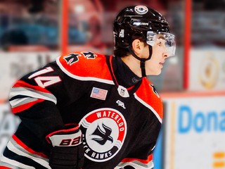 Alex Mišiak v drese Waterloo Black Hawks.