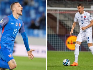 Lukáš Haraslín a Denis Vavro v drese Slovenska. 