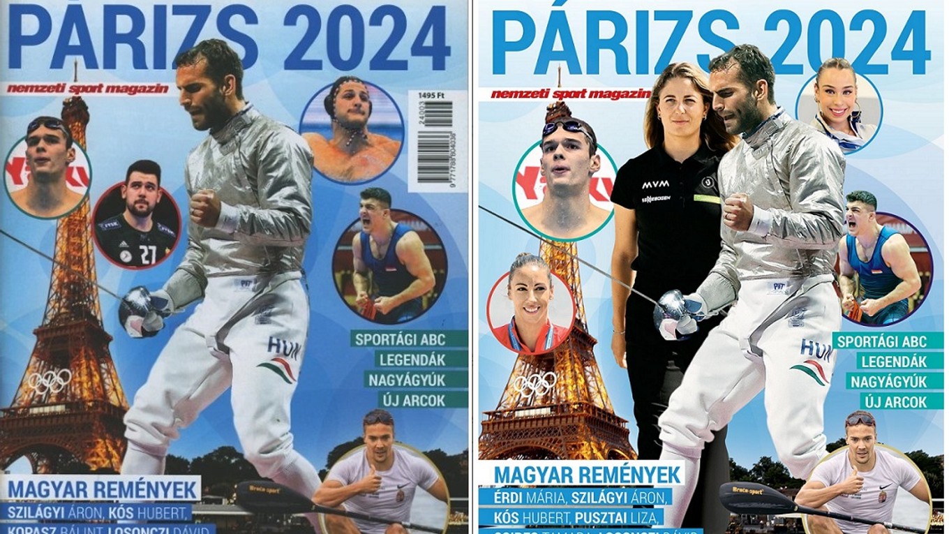 Nájdi rozdiel. Pôvodná a nová titulka olympijského magazínu denníka Nemzeti Sport.