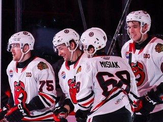 Radosť hráčov Rockfordu po góle v sieti Texasu.