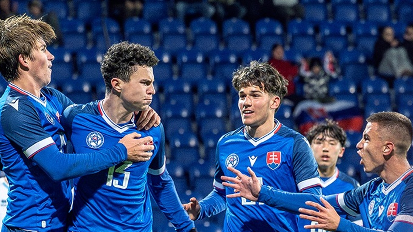 Radosť hráčov Slovenska do 17 rokov.