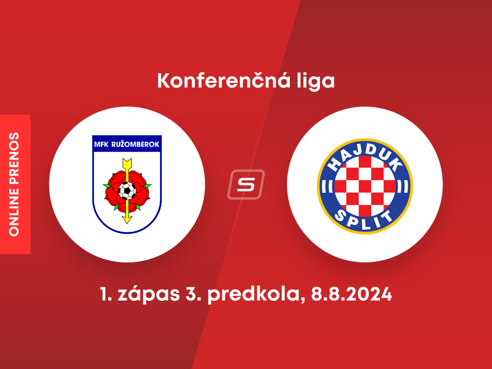 MFK Ružomberok - Hajduk Split: ONLINE prenos z odvetného zápasu 3. predkola Konferenčnej ligy.