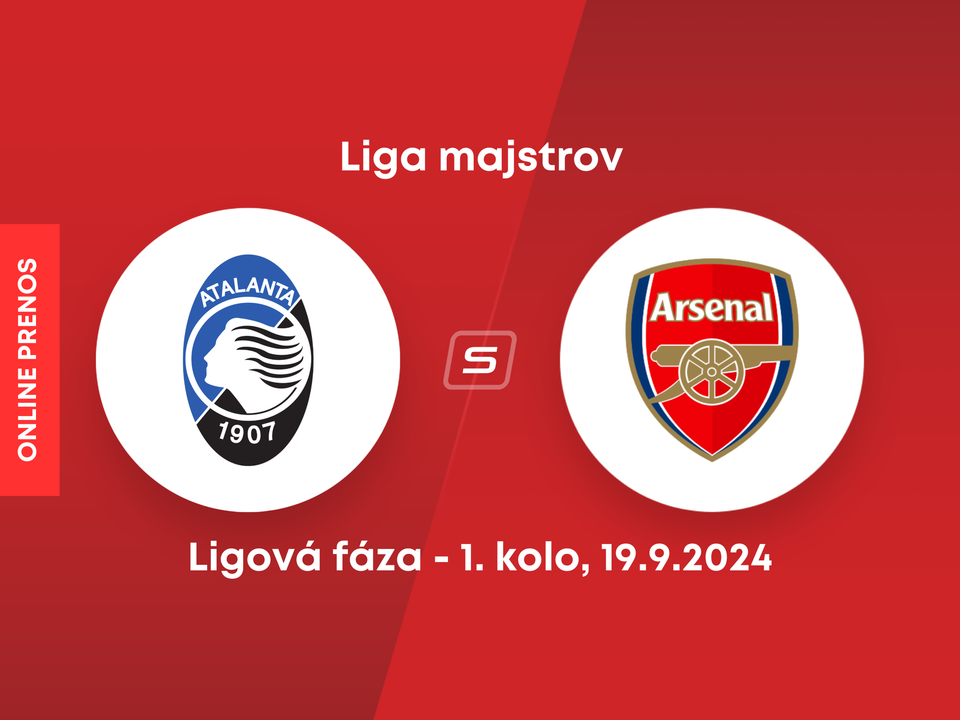 Atalanta Bergamo - Arsenal FC: ONLINE prenos zo zápasu 1. kola ligovej fázy Ligy majstrov.