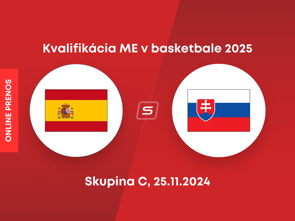 Španielsko - Slovensko: ONLINE prenos zo zápasu skupiny C v kvalifikácii ME v basketbale 2025.