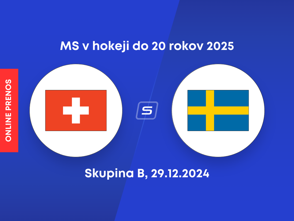 Švajčiarsko - Švédsko: ONLINE prenos zo zápasu skupiny B na MS v hokeji do 20 rokov 2025.