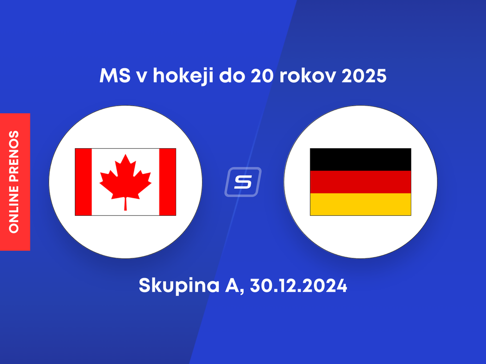 Kanada - Nemecko: ONLINE prenos zo zápasu skupiny A na MS v hokeji do 20 rokov 2025.