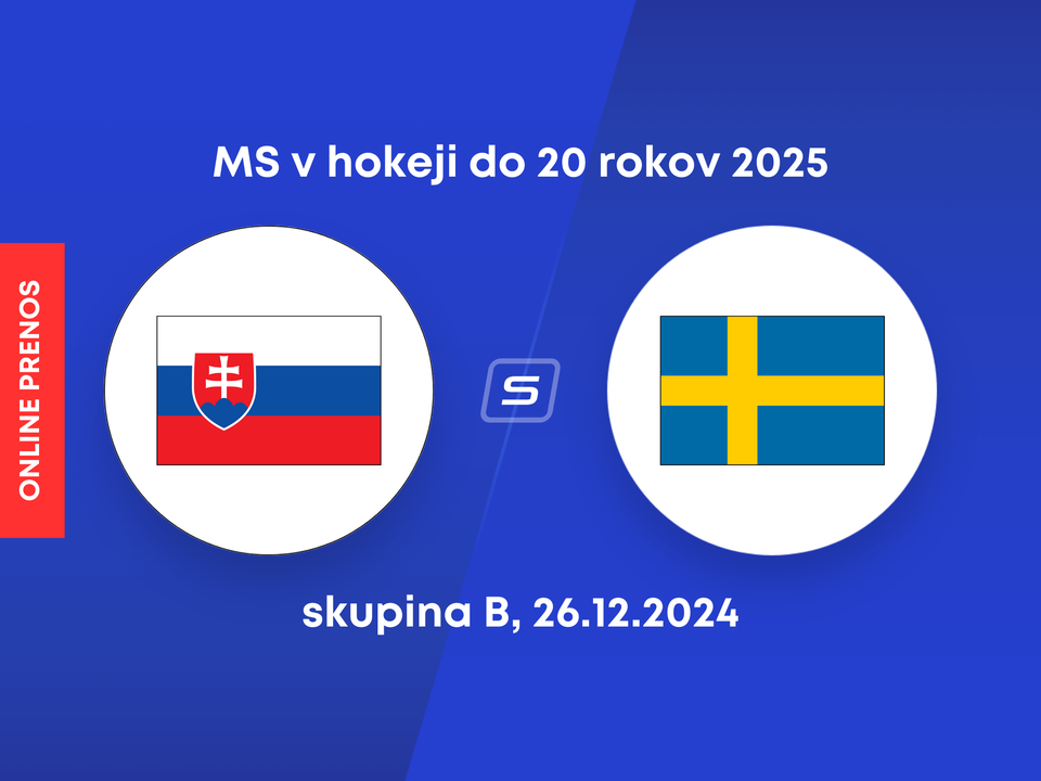 Slovensko - Švédsko: ONLINE prenos z MS v hokeji do 20 rokov 2025.