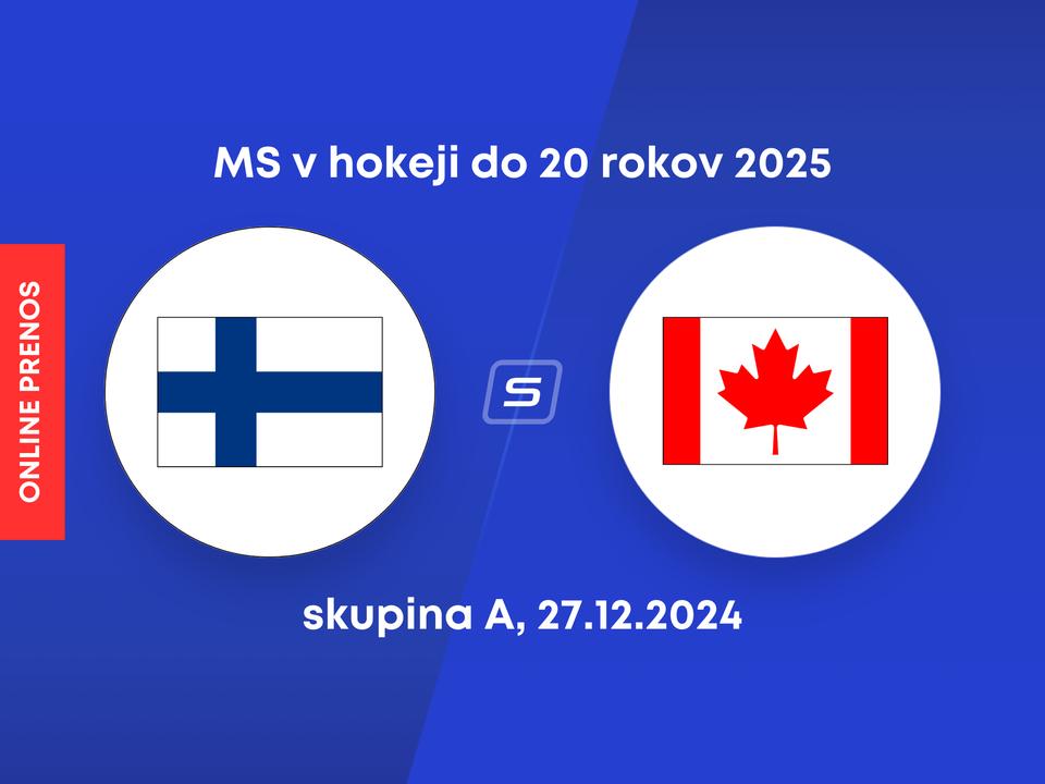 Fínsko - Kanada: ONLINE prenos z MS v hokeji do 20 rokov 2025.