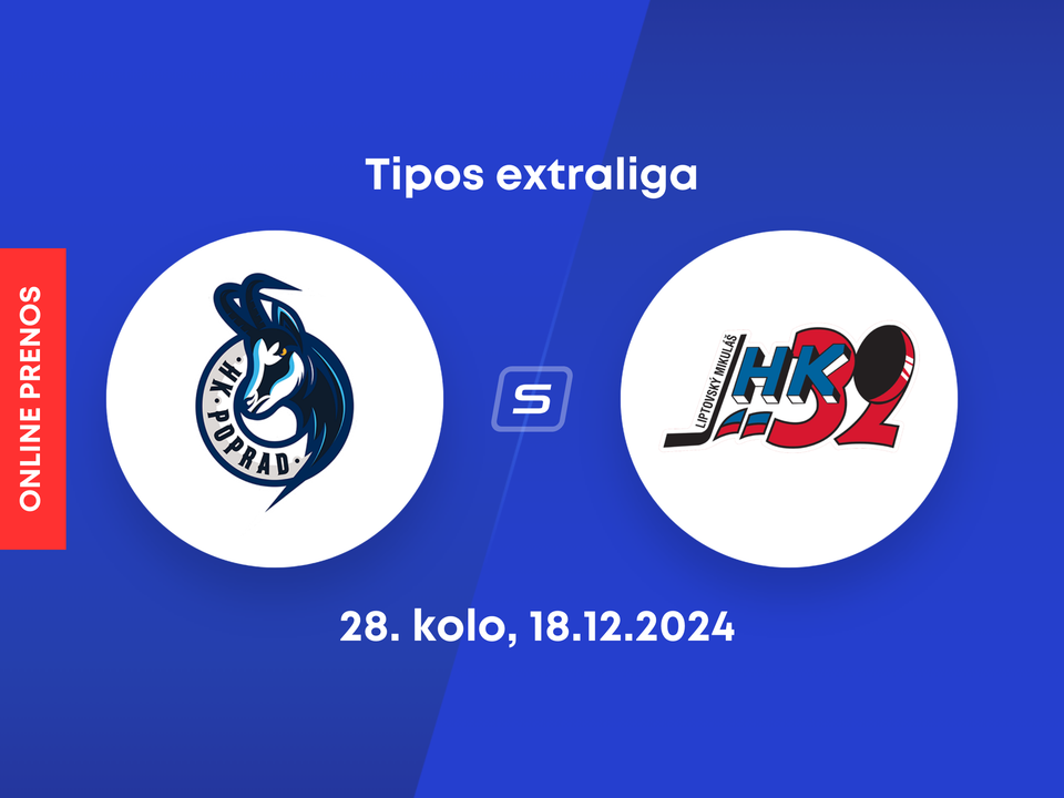 HK Poprad - Hk 32 Liptovský Mikuláš: ONLINE prenos zo zápasu 28. kola Tipos extraligy.