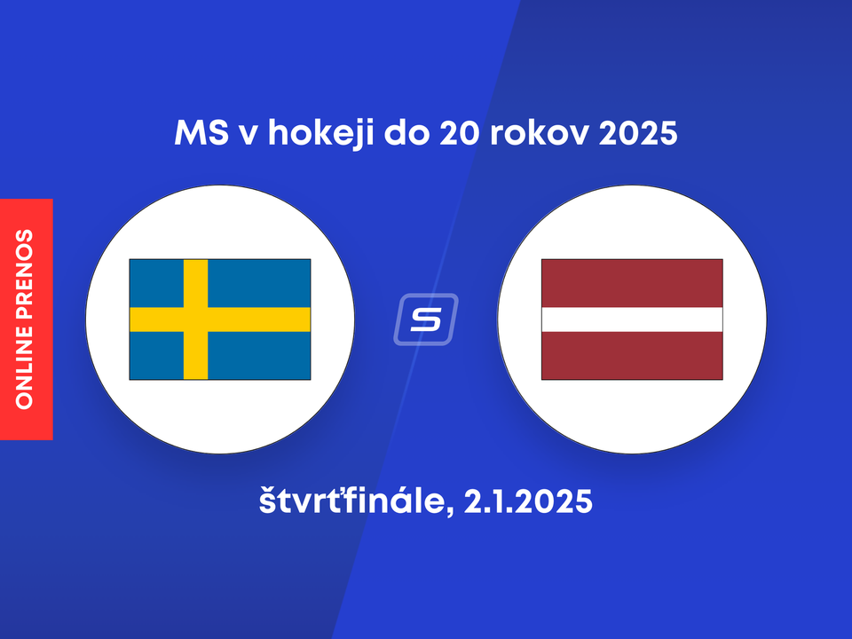 Švédsko - Lotyšsko: ONLINE prenos zo zápasu štvrťfinále na MS v hokeji do 20 rokov 2025.