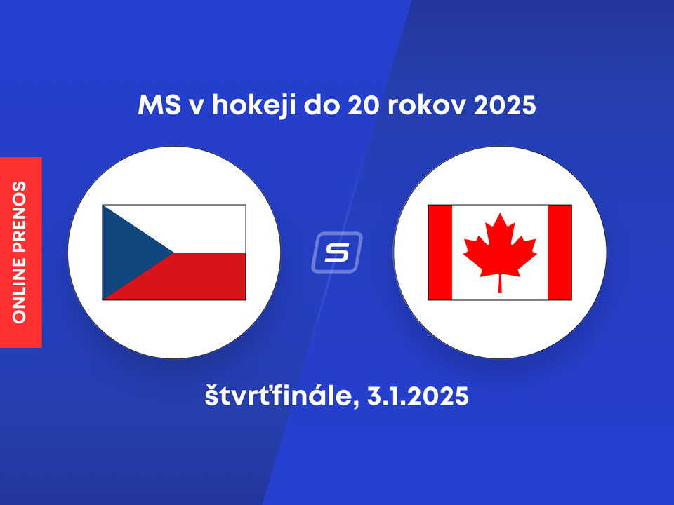 Česko - Kanada: ONLINE prenos zo zápasu štvrťfinále na MS v hokeji do 20 rokov 2025.