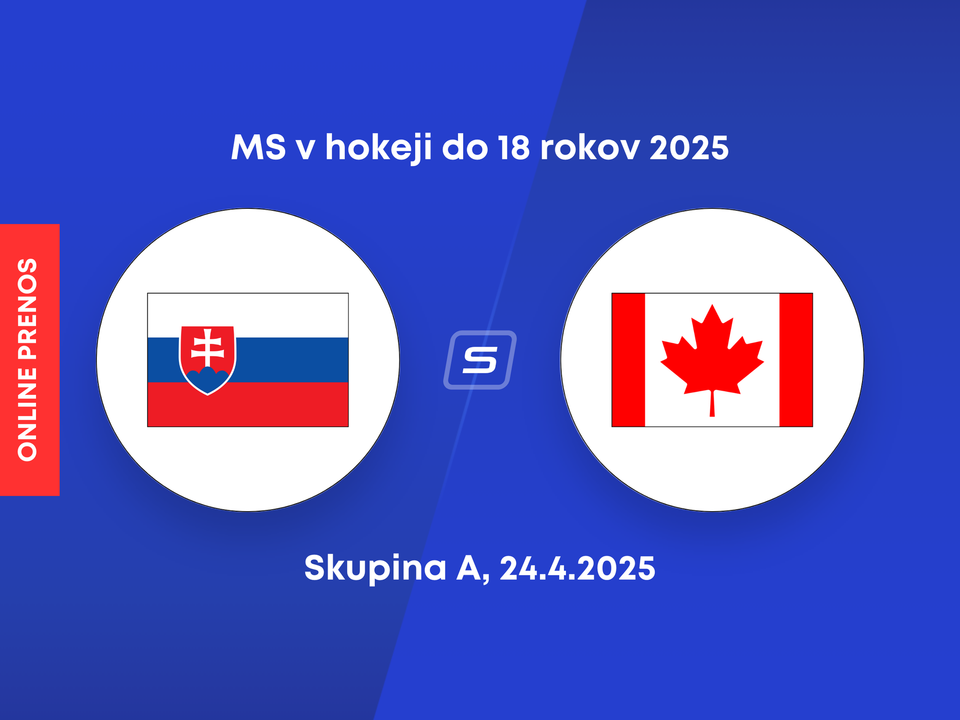 Slovensko - Kanada: ONLINE prenos zo zápasu skupiny A na MS v hokeji do 18 rokov 2025 (MS U18).