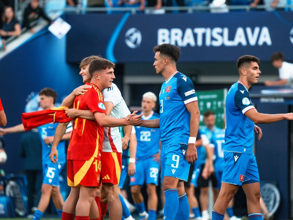 Momentka po zápase Slovensko - Španielsko v skupine A na EURO U21 2025.