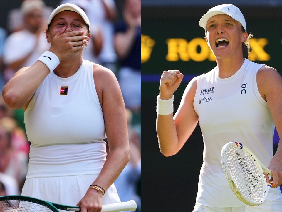 Amanda Anisimovová (vľavo) a Iga Swiateková nastúpia vo finále Wimbledonu 2025.