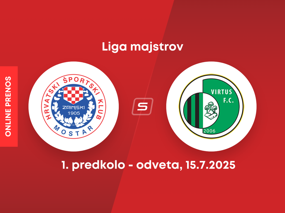 HŠK Zrinjski Mostar - AC Virtus: ONLINE prenos z odvetného zápasu 1. predkola Ligy majstrov.
