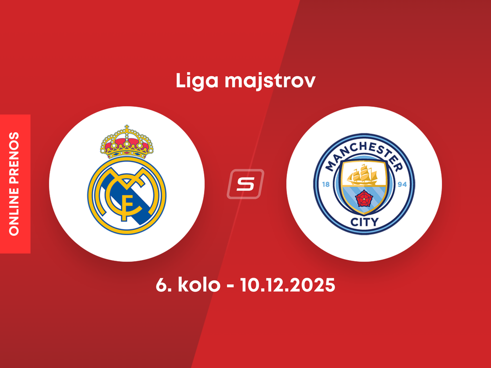 Real Madrid - Manchester City: ONLINE prenos zo zápasu 6. kola ligovej fázy Ligy majstrov.