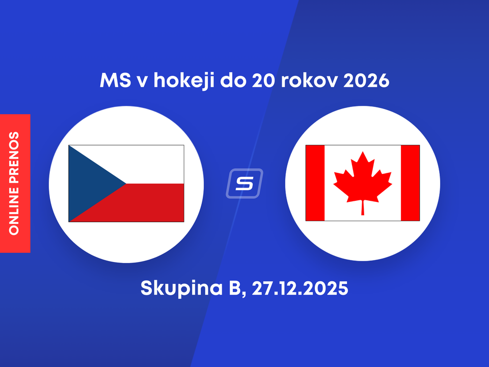 Česko - Kanada: ONLINE prenos zo zápasu skupiny B na MS v hokeji do 20 rokov 2026.