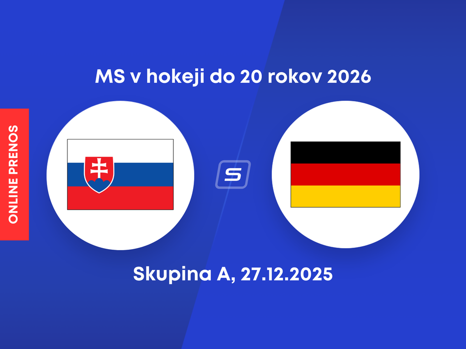 Slovensko - Nemecko: ONLINE prenos zo zápasu skupiny A na MS v hokeji do 20 rokov 2026.