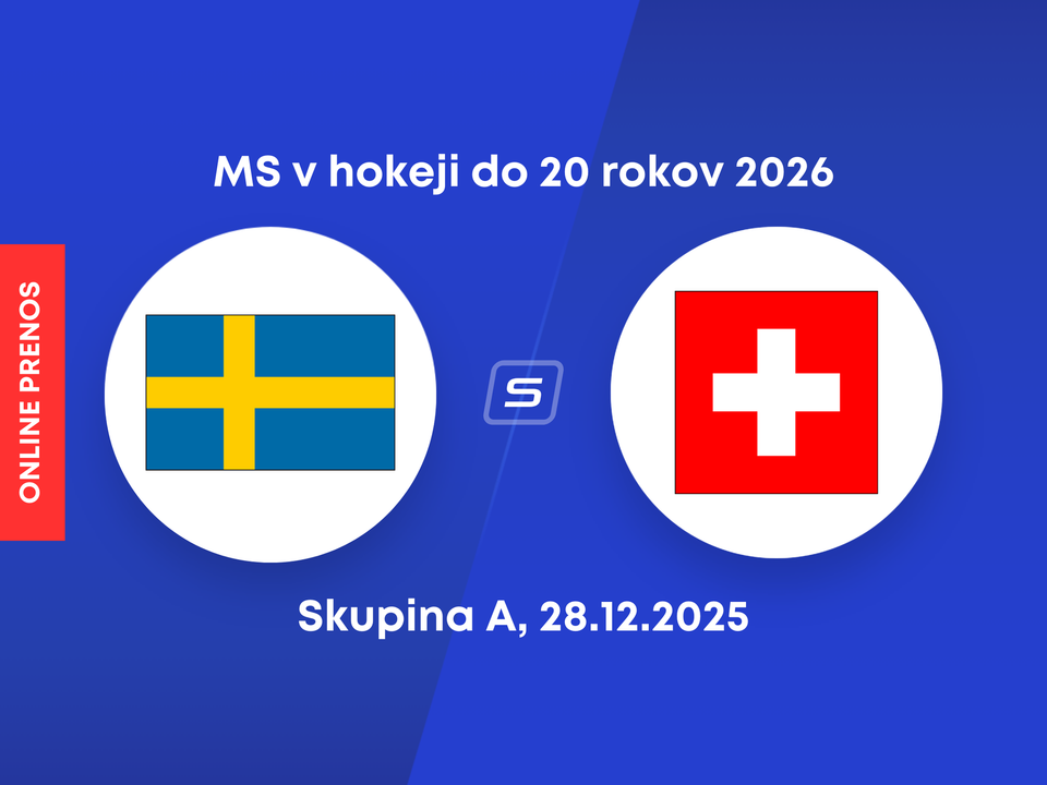 Švédsko - Švajčiarsko: ONLINE prenos zo zápasu skupiny A na MS v hokeji do 20 rokov 2026.