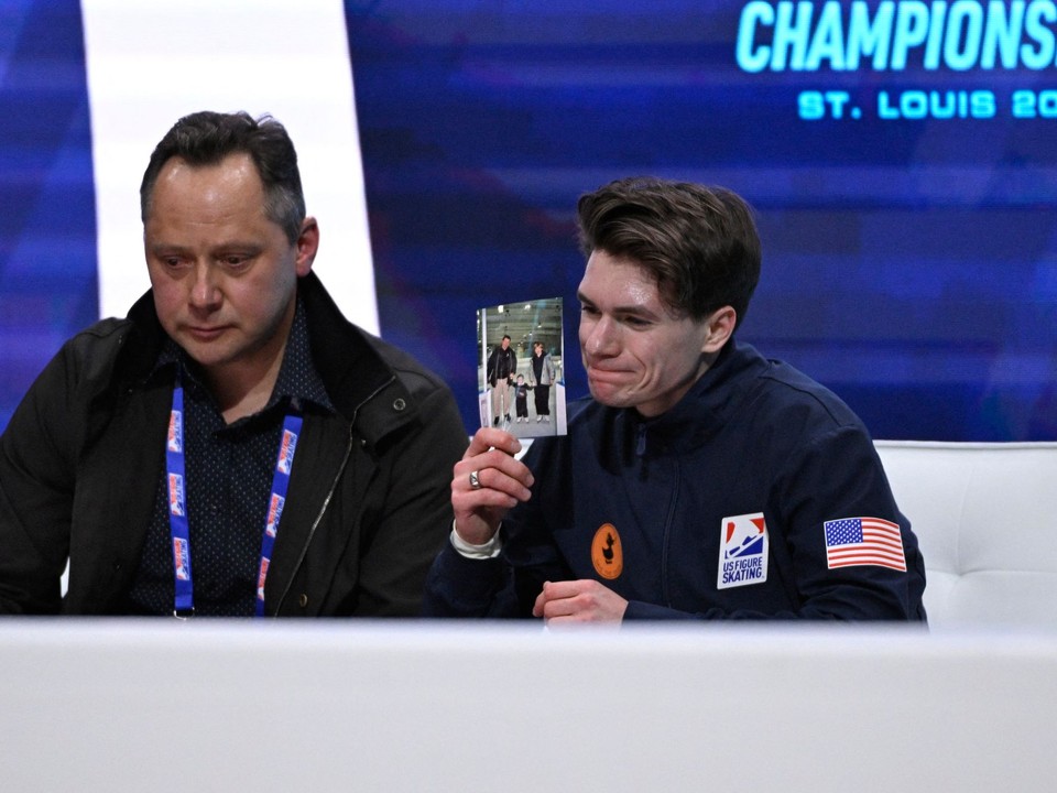 Maxim Naumov po krátkom programe na majstrovstvách Spojených štátov.