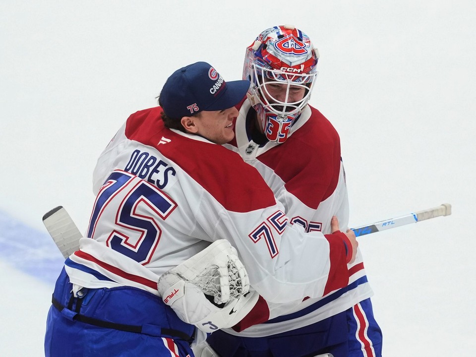 Jakub Dobeš a Samuel Montembeault