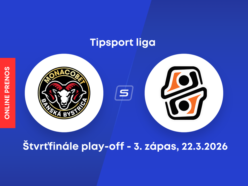 HC MONACObet Banská Bystrica - HC Košice: ONLINE prenos z 3. zápasu štvrťfinále play-off Tipsport ligy.