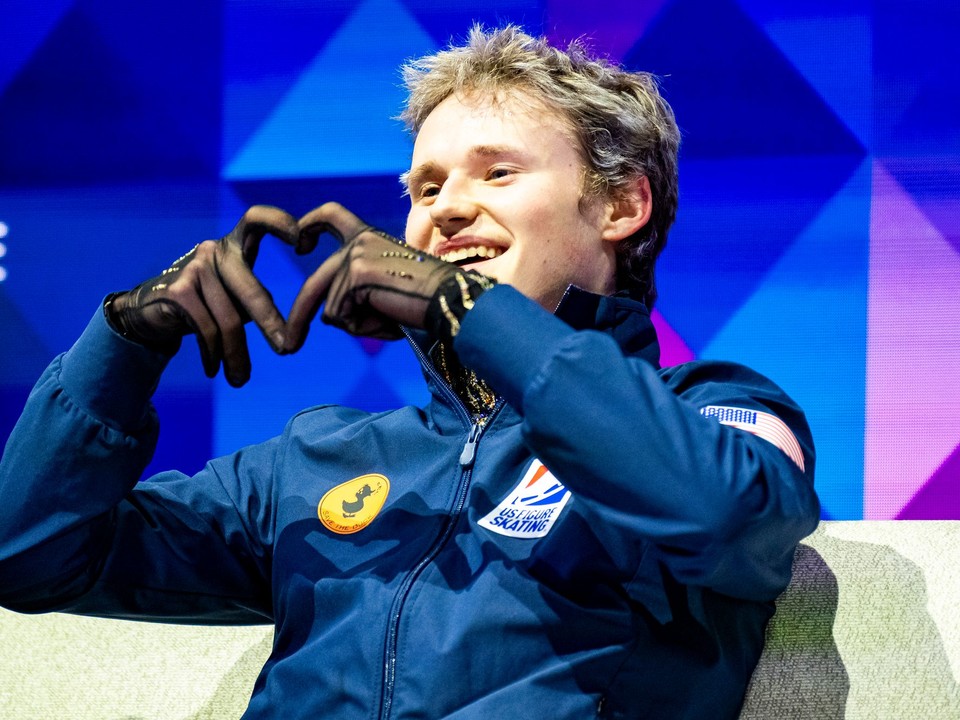 Ilia Malinin po voľnej jazde na MS v Prahe.