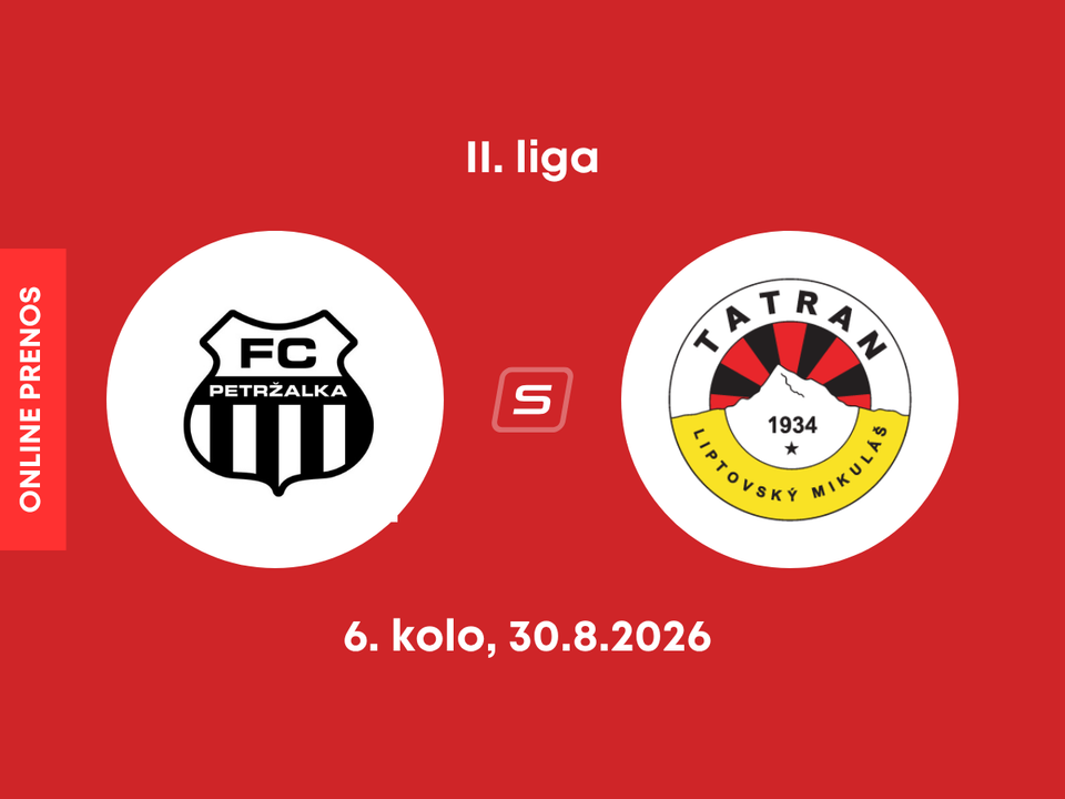 FC Petržalka - MFK Tatran Liptovský Mikuláš: ONLINE prenos zo zápasu 4. kola II. ligy.