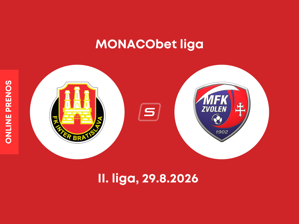 FK Inter Bratislava - MFK Zvolen: ONLINE prenos zo zápasu 6. kola II. ligy.