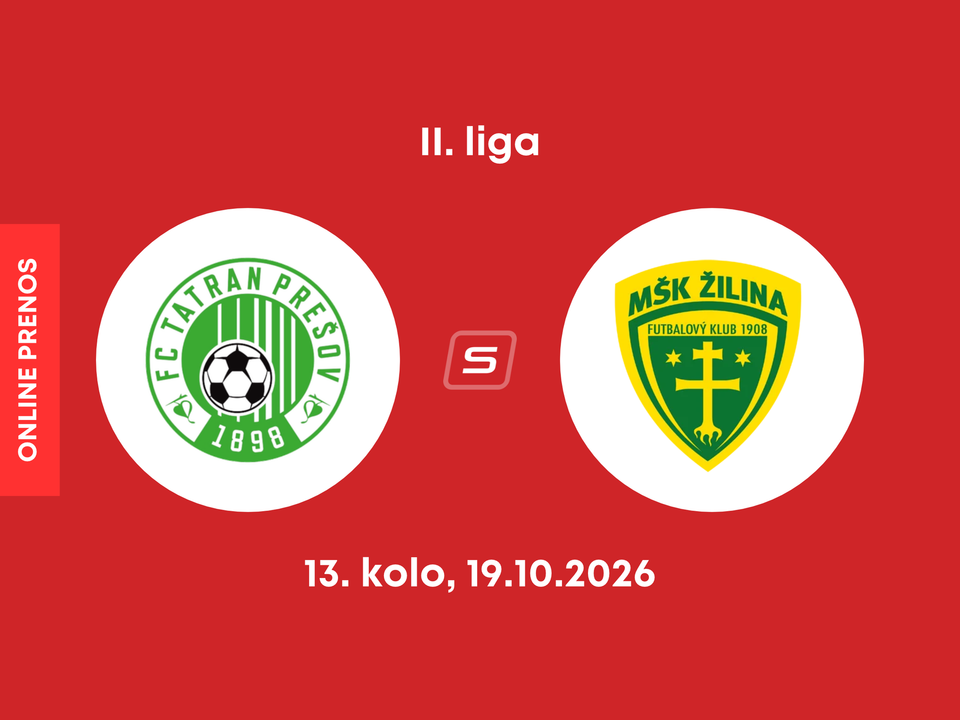 FC Tatran Prešov - MŠK Žilina B: ONLINE prenos zo zápasu 13. kola II. ligy.