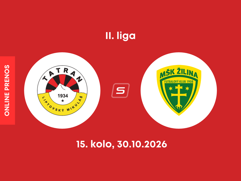 MFK Tatran Liptovský Mikuláš - MŠK Žilina B: ONLINE prenos zo zápasu 15. kola II. ligy.