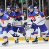 Radosť slovenských hokejistov počas zápasu Slovensko - Česko na MS v hokeji do 20 rokov 2025 (Ilustračné foto)