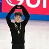 Adam Hagara počas voľnej jazdy na MS v krasokorčuľovaní 2026. 